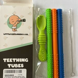 Sensory Teether Tube and Feeding Spoon - 4 Pack